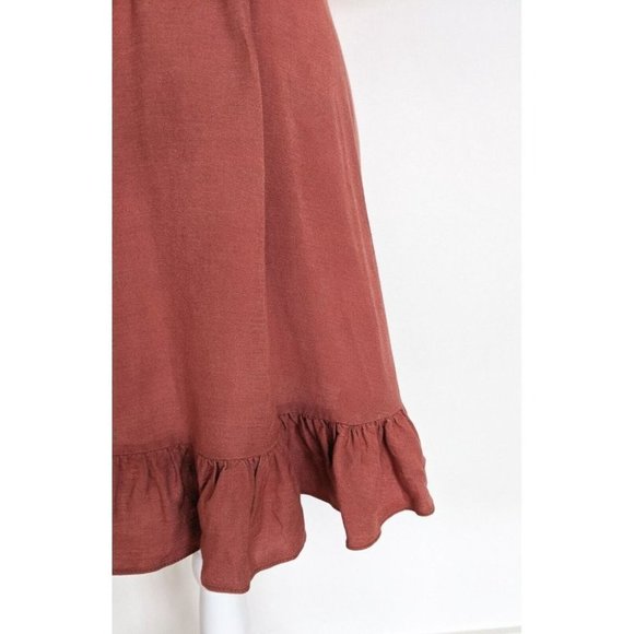 Tigerlily Aliki Pink Linen Blend Wrap Mini Dress With Buckle Size 8 - Picture 8 of 12